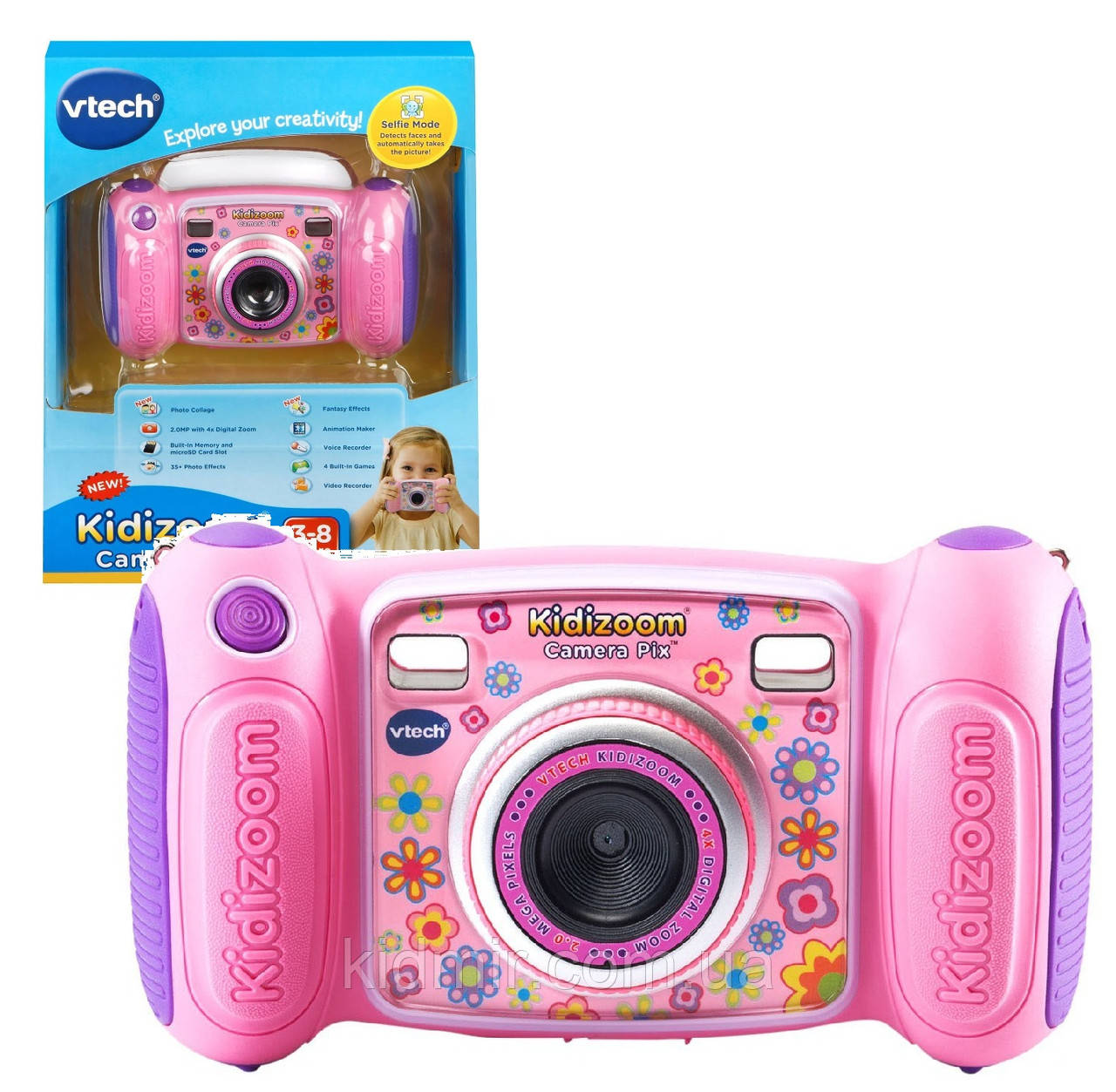 Vtech Kidizoom Camera Pix Дитячий фотоапарат із відео записуванням рожевий, фото 1