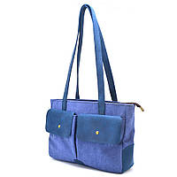 Женская сумка тоут из канвас и кожи TARWA RSkyK-3930-3md с передними карманами хорошее качество