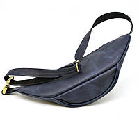 Кожаная сумка на пояс бренда TARWA RK-3036-4lx синяя, большой размер хорошее качество