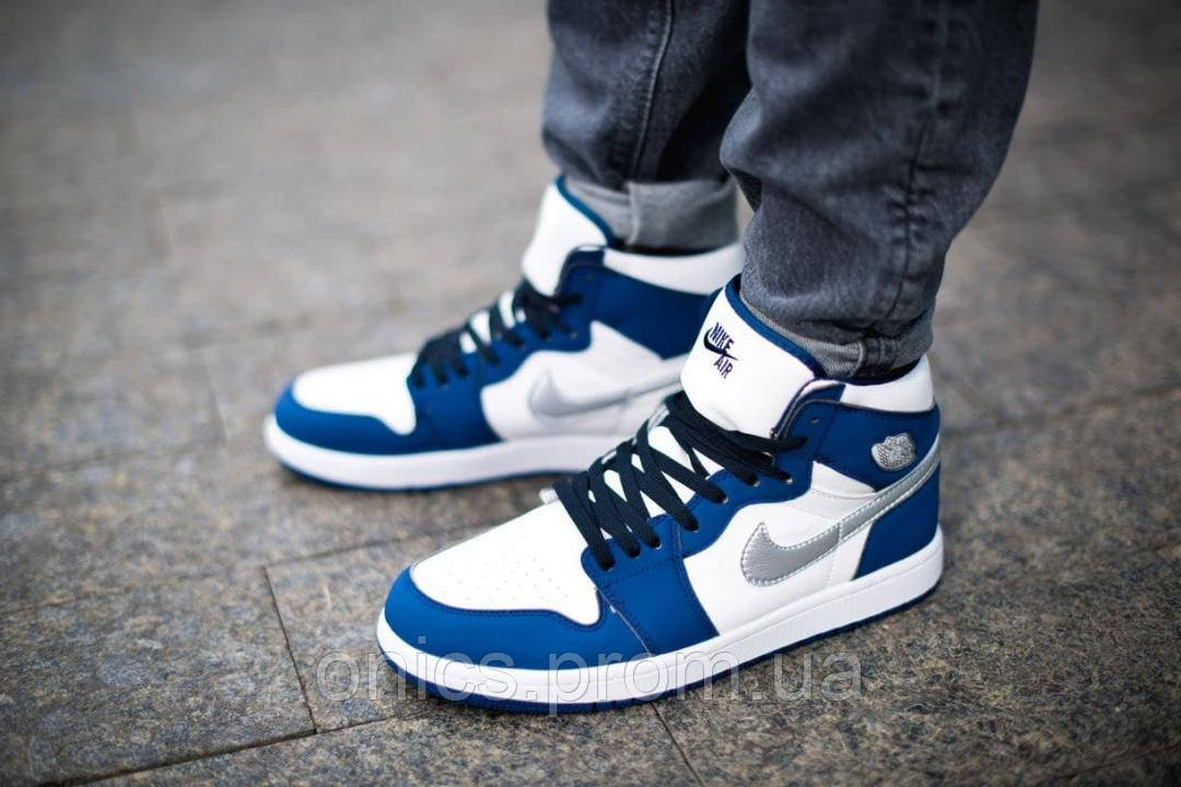 Nike Air Jordan 1 Retro Mid Blue White 1 хорошее качество кроссовки и кеды хорошее качество Размер 44 - фото 5 - id-p1946639617