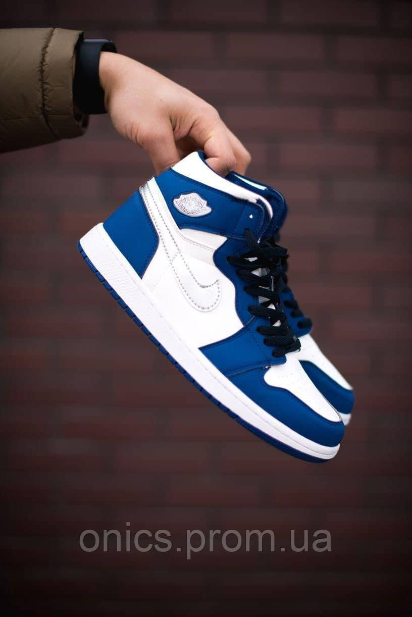 Nike Air Jordan 1 Retro Mid Blue White 1 хорошее качество кроссовки и кеды хорошее качество Размер 44 - фото 8 - id-p1946639617