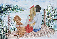 ТЛ028 Свидание на берегу озера, набор для вышивки бисером картины