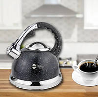 Гарний чайник із гранітним покриттям для газової плити, кухонний посуд із товстим дном мармурова крихта  zin