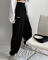 Базовые женские оверсайз штаны / джогеры найк на флисе (черные, меланж, барби)