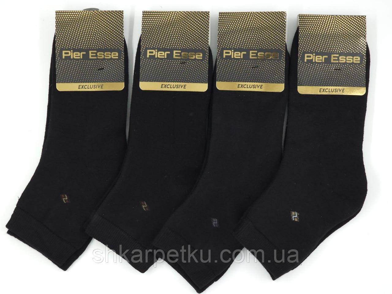 Чоловічі середні махрові шкарпетки Pier Esse, із запахом однотонні, розмір 40-44, 12 пар/уп. чорні
