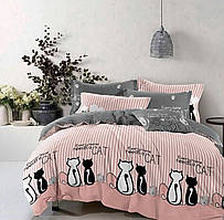 Комплект постільної білизни Бязь Голд з принтом Чорно-білий кіт Полуторний