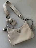 Prada re-edition beige 26*17*6 хорошее качество женские сумочки и клатчи хорошее качество