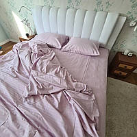 Комплект постільної білизни Страйп сатин бузковий євро