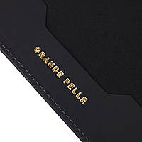 Стильна обкладинка на паспорт у вінтажній шкірі Серце GRANDE PELLE 16723 Чорна гарна якість
