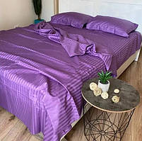 Комплект постільної білизни Страйп сатин Фіолетовий, сімейний