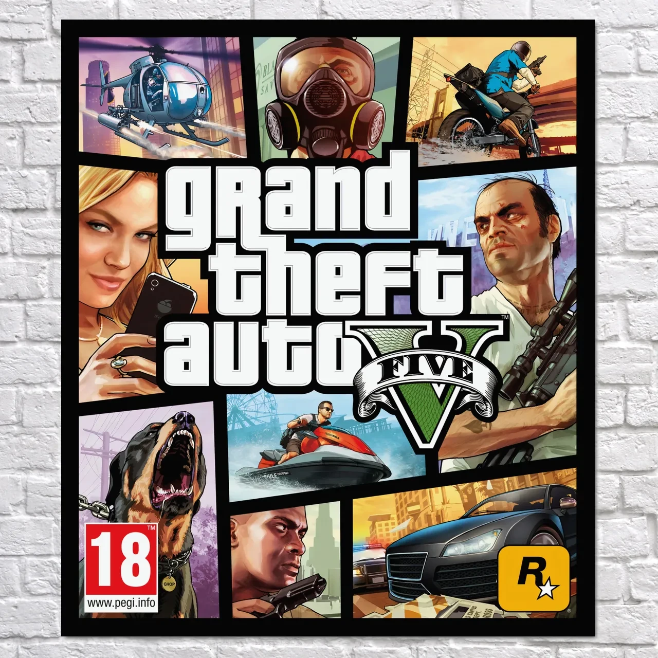 Плакат "ГТА 5, Значна автокрадіжка 5, Grand Thief Auto, GTA 5", 60×52см