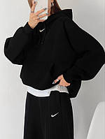 Женское оверсайз худи найк с капюшоном (черное, белое, светлый беж, барби) 42-48 размер