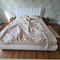 Комплект постільної білизни Страйп сатин айворі, сімейний