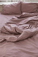 Комплект постільної білизни Страйп сатин Винний, полуторний