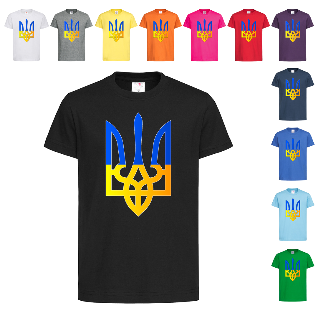 Чорна дитяча футболка Жовто-синій герб (1-11-11), фото 1