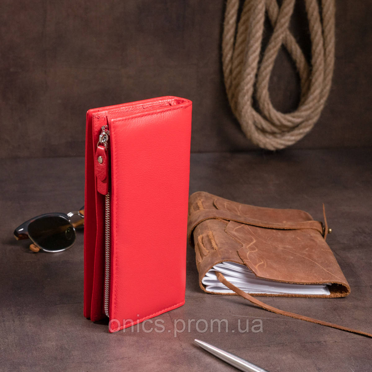 Вертикальный кошелек кожаный женский ST Leather 19275 Красный хорошее качество - фото 10 - id-p1946678775