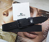 Чоловічий подарунковий набір Lacoste ремінь і гаманець чорні, фото 2