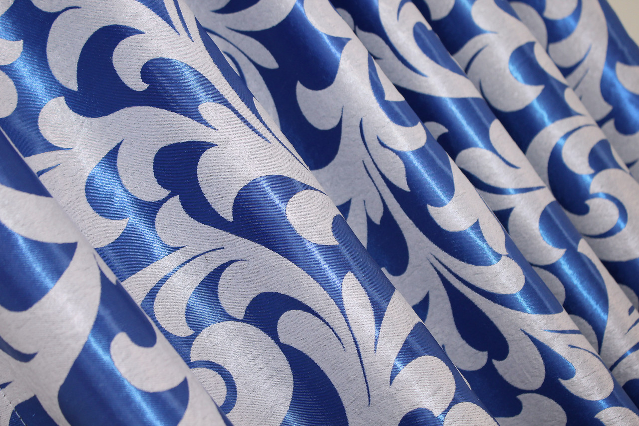 Двостороння тканина блекаут "Вензель". Висота 2,8 м. Колір синій. 097ш, фото 1