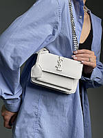 Yves Saint Laurent Sunset Mini Chain White/Silver 18 х 13 х 6 см хорошее качество женские сумочки и клатчи