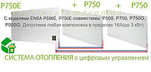 Інфрачервоний обігрівач - Теплова електрична панель ENSA P750E з термостатом, що програмується (Україна), фото 3