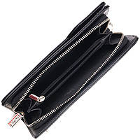 Практичное портмоне клатч из натуральной гладкой кожи CANPELLINI 21540 Черное хорошее качество