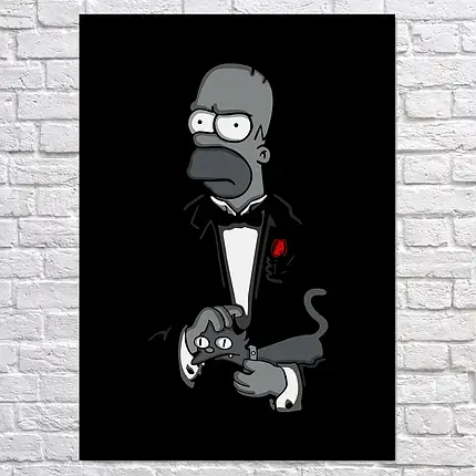 Плакат "Хрещений батько Гомер, Сімпсони, Godfather Gomer, Simpsons", 60×43см, фото 2