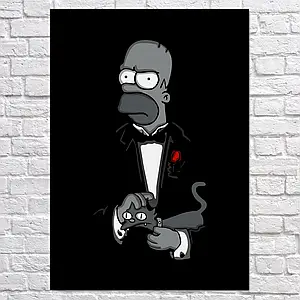 Плакат "Хрещений батько Гомер, Сімпсони, Godfather Gomer, Simpsons", 60×43см