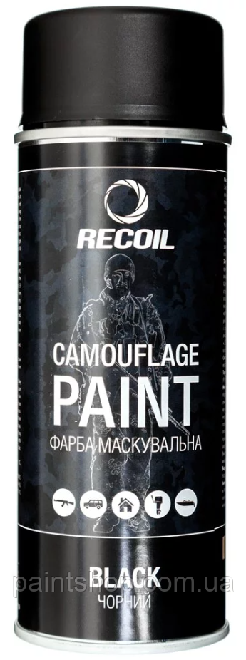 Аерозольна маскувальна фарба Чорна (Black) RecOil 400 мл, фото 1