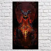 Плакат "Варкрафт, дракон Смертокрыл, Warcraft, Deathwing", 60×32см