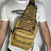 Тактическая сумка через плече, военная сумка на молнии с одной лямкой, военная сумка система молле Песок zin