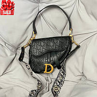 Женские сумки модные тенденции с одним отделом C.Dior Saddle сумка черная с брелком через плечо хорошее