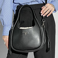 Prada Leather Handbag Black 25 х 16 х 10 см хорошее качество женские сумочки и клатчи хорошее качество