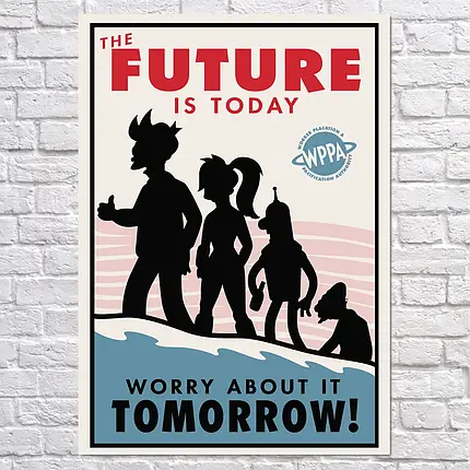 Плакат "Футурама, Futurama, Future is today", 60×43см, фото 2