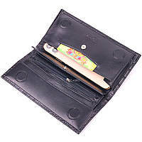 Стильный вертикальный бумажник из натуральной фактурной кожи KARYA 21433 Черный хорошее качество