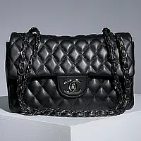 Chanel 2.55 Total Black 25 х 16 х 7 см женские сумочки и клатчи хорошее качество хорошее качество