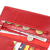 Вертикальный женский бумажник глянцевый Anet на кнопке GRANDE PELLE 11325 Красный хорошее качество