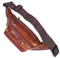 Бананка кожаная сумка на пояс светло коричневая хорошее качество
