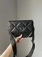 Prada Padded Black 24x16x7 женские сумочки и клатчи хорошее качество
