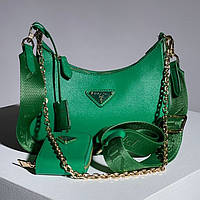 Prada Re-Edition 2005 Green Saffiano Leather Bag 23 х 18 х 6 см хорошее качество женские сумочки и клатчи