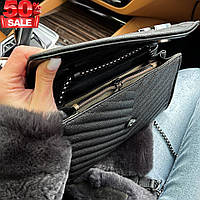 Стильна жіноча сумка-екошкіра через плече Yves Saint Laurent Chain Wallet чорного кольору хороша якість