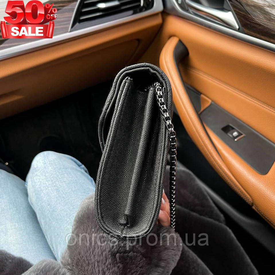 Стильная женская сумка эко кожа через плечо Yves Saint Laurent Chain Wallet черного цвета хорошее качество - фото 2 - id-p1946740010