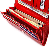 Лакированный кошелек для женщин из натуральной фактурной кожи CANPELLINI 21609 Красный хорошее качество