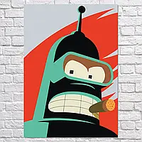 Плакат "Футурама, робот Бендер, Futurama, Bender", 60×43см