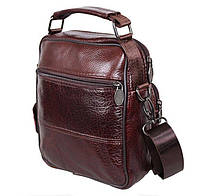 Мужская кожаная сумка через плечо кожа надежная барсетка из кожи 21х18 коричневая хорошее качество