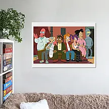 Плакат "Футурама, Всі персонажі на дивані, Futurama", 43×60см, фото 2