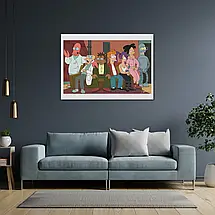 Плакат "Футурама, Всі персонажі на дивані, Futurama", 43×60см, фото 3