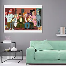 Плакат "Футурама, Всі персонажі на дивані, Futurama", 43×60см, фото 2