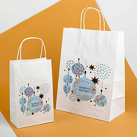 Пакети Новорічні маленькі 150*90*240 Різдвяні подарункові пакети з написом