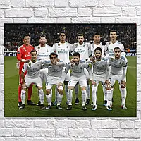 Плакат "Футбольная команда клуба Реал Мадрид, Real Madrid", 43×60см