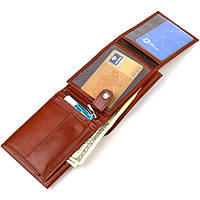 Надежный горизонтальный мужской бумажник среднего размера из натуральной гладкой кожи CANPELLINI 21862